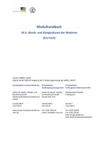 Modulhandbuch M.A. Musik- und Klangkulturen der Moderne 